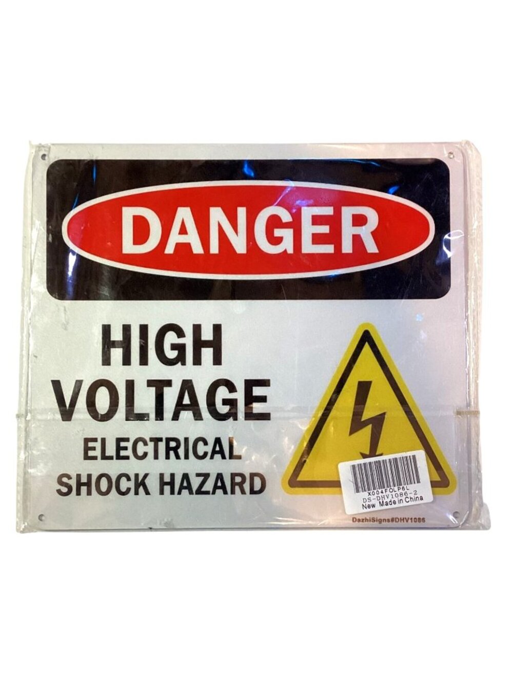 2 pcs New 10" X 9" Aluminum Reflective Danger High Voltage Signs NEW Sealed
